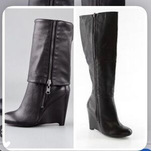 Rosegold Sandra Model Black soft Leather Wedge Boots size 41/10